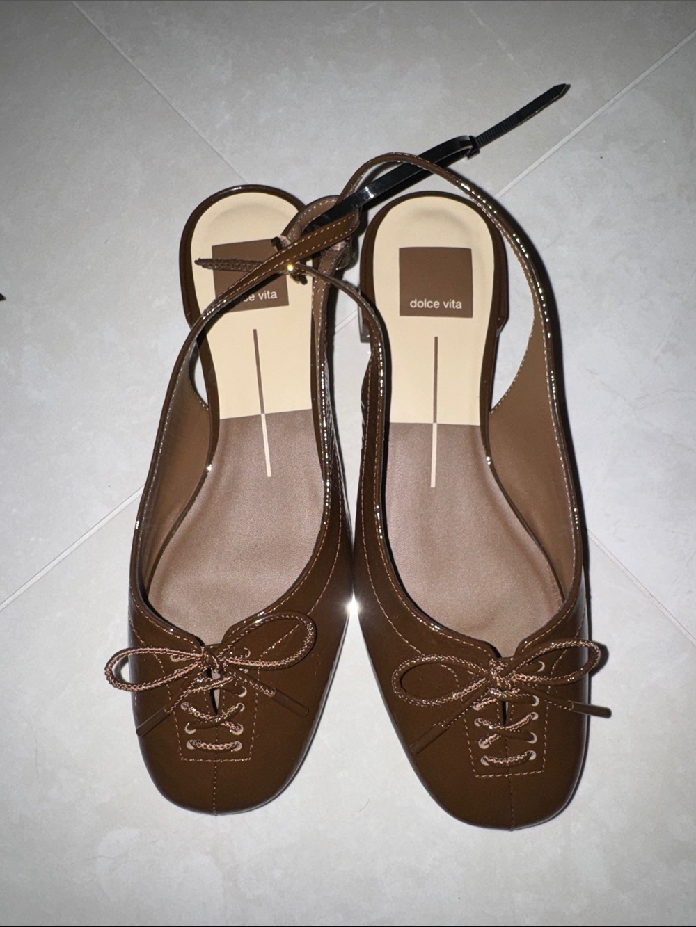 NEW Dolce Vita Chestnut Brown Slingback Bow Flats